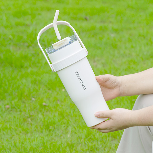 1.25L 대용량 핸들 거치대 텀블러 스텐빨대 솔포함