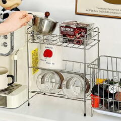 스텐 주방 욕실 수납 선반 컵 양념통 정리대 (2단)