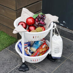 코지 바스켓 타워 2단 과일 야채 보관함 (바퀴/발판)