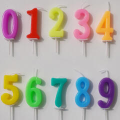 생일 파티 기념일 케이크 파스텔 레인보우 숫자 초