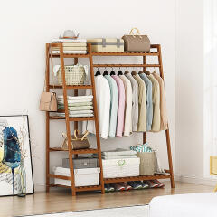 원목 스탠드 5단 사다리형 수납 선반 행거 (110cm)