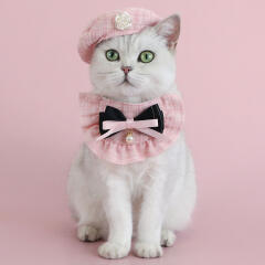 도그웨그 트위드 플라워 모자 케이프세트