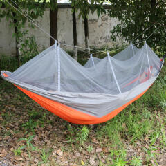 후니 캠핑용 모기장 해먹(그레이+오렌지/260x140cm)
