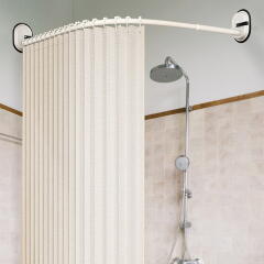 무타공 욕실 ㄱ자 코너 커튼봉 압축봉 90-130cm