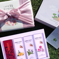박덕근벌꿀 블렌딩 꿀스틱 4종 보자기포장