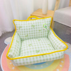 도그웨그 체크 리본 방석 강아지 방석