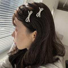 Glitter ribbon hair pin (2color)