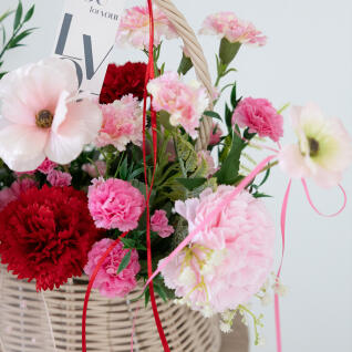 감사하는 마음 카네이션 조화 바구니 set 40x36cm 꽃