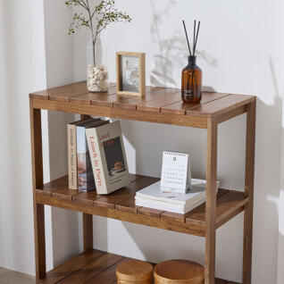 라움 고무나무원목 다용도 3단 800 수납선반장