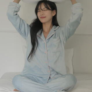 포근 긴팔 극세사 수면잠옷 파자마 세트