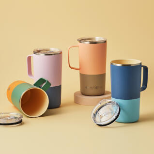 아소부 세라믹코팅 스텐 타워 머그 파스텔 600ML