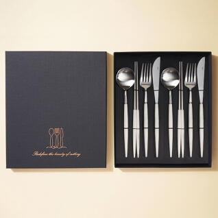 보겐 에펠 커트러리 세트 8P 샤틴(블랙,화이트) 2인