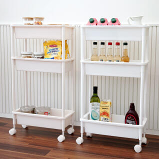 올데이 슬림 이동식 트롤리 3단 주방 틈새 수납 선반