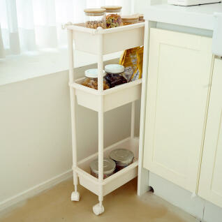 올데이 슬림 이동식 트롤리 3단 주방 틈새 수납 선반