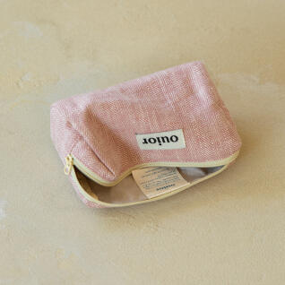 everyday pouch - herringbone pink