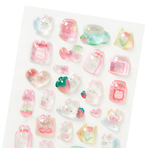 3D 볼록 입체 앵두 토끼 스티커