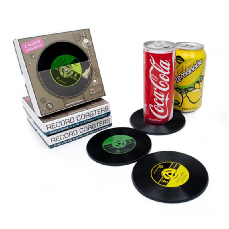 레트로 레코드판 실리콘 컵받침 코스터 2p set
