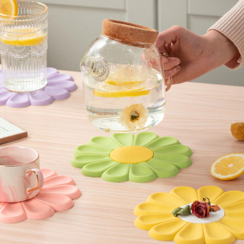 데이지 꽃모양 냄비받침 실리콘 받침대 컵 코스터