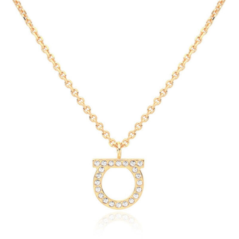 페라가모 목걸이 간치니 크리스탈 골드 760132 696656