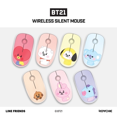 BT21 무선 마우스 베이비 캐릭터 소리안나는 치미 타타 쿠키 노트북 키보드 패드 굿즈 2