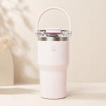 손잡이 텀블러 핑크600ml 