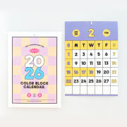 2026년 모모팝 컬러 블록 벽걸이 달력 2026 월 캘린더 A3