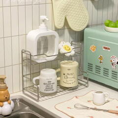 스텐 주방 욕실 수납 선반 컵 양념통 정리대 (2단)