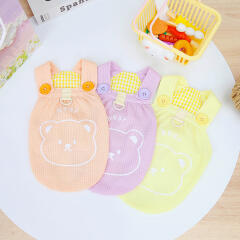 도그웨그 베어 와플 멜빵 나시 티셔츠 강아지 민소매