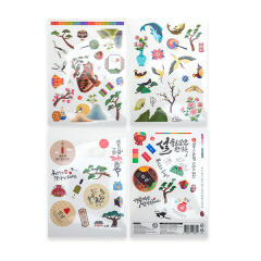 다용도 투명 스티커 4종 세트 (전통 민화)