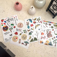 다용도 투명 스티커 4종 세트 (전통 민화)