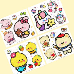 핑크풋 쪼꼬미친구들 보석십자수 스티커ver2