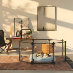 [파밀리아] 반려동물 감성 안전 투명 울타리 펜스 65H