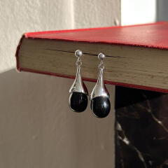 [925silver] Onyx drop earring