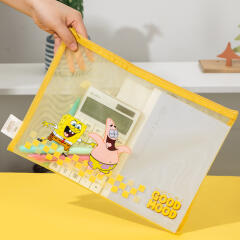 델리 스폰지밥 메쉬 파우치 A4