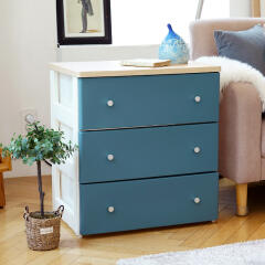 국내생산 마리 실버핸들 우드상판 서랍장 3단