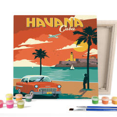 DIY캔버스 그림그리기 25x25cm 랜드마크_쿠바_하바나
