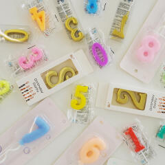 생일 파티 기념일 케이크 파스텔 레인보우 숫자 초