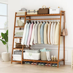 원목 스탠드 5단 사다리형 수납 선반 행거 (110cm)