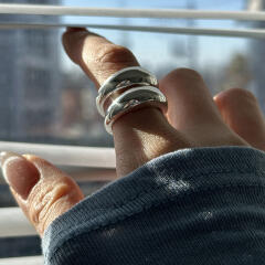 [925silver] Double bold layer ring