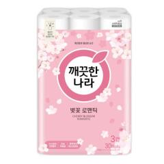 깨끗한나라 3겹 데코 벚꽃 프리미엄화장지 30롤X27M