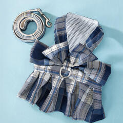 반려동물 원피스 하네스+리드줄(L) (블루)