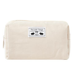 코튼라벨파우치 아이보리 