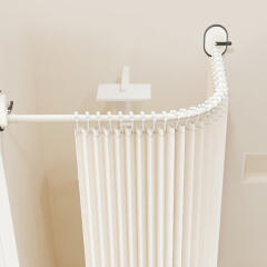 무타공 욕실 ㄱ자 코너 커튼봉 압축봉 90-130cm