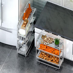 아이예스 4단 이동식 트롤리 스테인레스 선반 IY-4T19