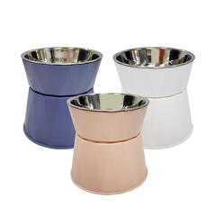 강아지 고양이 2단 높이 조절 스테인레스 식기