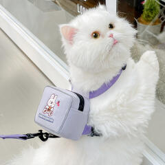 반려동물 백팩 하네스+리드줄(M) (퍼플토끼)