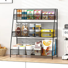 철재 3단 거실 주방 틈새 수납장 선반 수납함