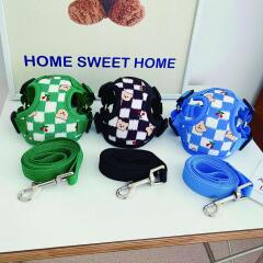 바우독 비비드 체크베어 하네스 강아지 산책 외출