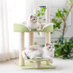 체크 미니 캣 타워 고양이 스크래쳐 발톱관리 장난감