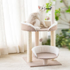 체크 미니 캣 타워 고양이 스크래쳐 발톱관리 장난감